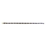 A MODERN SAPPHIRE AND DIAMOND LINE BRACELET the 30 oval mixed-cut sapphires spaced by pairs of small