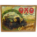 MOTORING - A WOODEN ADVERTISING WALL PLAQUE Oxo, a Popular Winner, Ahead of all others', 68 x 92cm