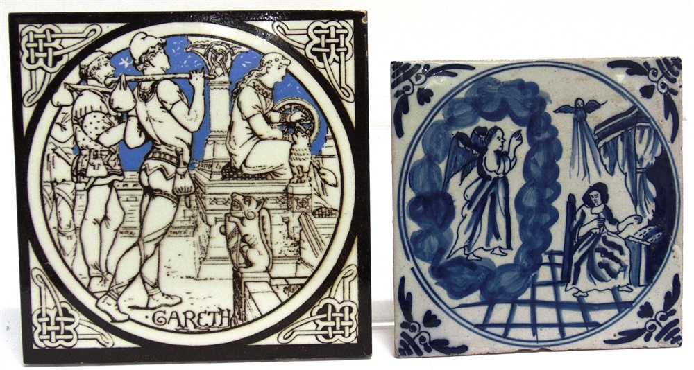 A MINTONS AESTHETIC MOVEMENT TILE 'GARETH' from the Idylls of the King series designed by John
