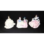 A ROYAL DOULTON GROUP HN 1747 'AFTERNOON TEA' and two further Doulton figures HN 2339 'My Love'