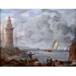 ANGLO-DUTCH SCHOOL (19TH CENTURY) Lighthouse on the Mersey, oil on board, unsigned, titled and