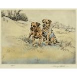 AFTER HENRY WILKINSON a pair of Terriers, limited edition colour print, no. 29/150, signed and