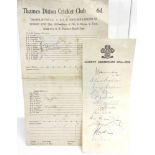 CRICKET - AUTOGRAPHS, SURREY, c.1956 A slip of Surrey County Cricket Club paper, headed 'County