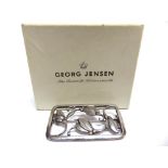 A GEORG JENSEN SILVER BROOCH ref 295, in the form of an open rectangular panel with sinuous trailing
