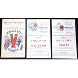 FOOTBALL - PROGRAMMES, ENGLAND comprising those for matches v. Wales, 1943; Scotland, 1944; and