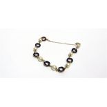 A MODERN ITALIAN GOLD, CULTURED-PEARL AND POLYCHROME ENAMELLED HOOPS BRACELET designed as a row of