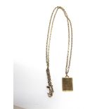A MODERN 9CT GOLD BELCHER NECKLACE AND AN ACROSTIC PENDANT the necklace on a bolt ring clasp stamped
