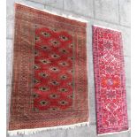 TWO RED GROUND RUGS 120cm x 170cm and 70cm x 190cm