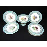 A VICTORIAN DESSERT SERVICE comprising two comportes and eight plates, all with painted floral