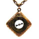 AN EDWARDIAN 9CT ROSE GOLD COMPASS, ON A VICTORIAN GOLD CHAIN the round double-sided & glazed