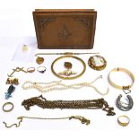 A COLLECTION OF VICTORIAN AND LATER JEWELLERY INCLUDING A CAMEO BROOCH, comprising; an oval shell