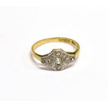 AN EARLY 20TH CENTURY DIAMOND SHAPED-OBLONG CLUSTER RING centred with a old-mine diamond approx. 0.