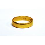 A LATE VICTORIAN 22CT GOLD WEDDING BAND London 1899, size T, 5mm wide, 4.6g