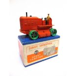 A DINKY NO.563, HEAVY TRACTOR dark orange with green wheels, excellent condition (lacking tracks),