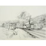 JOHN STEPHEN GIBB (BRITISH, B.1939) 'Grange over Sands - Departure', monochrome print, limited