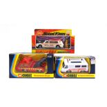 THREE ASSORTED DIECAST MODELS comprising a Matchbox Speed Kings No.K-49, Ambulance, white and red,