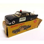 A DINKY NO.258, FORD FAIRLANE U.S.A. POLICE CAR black with white doors and spun aluminium hubs, very