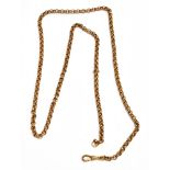 AN EARLY 20TH CENTURY ROSE GOLD BELCHER LINK NECKLACE on a swivel clasp, stamped '9c', 72cm long (28