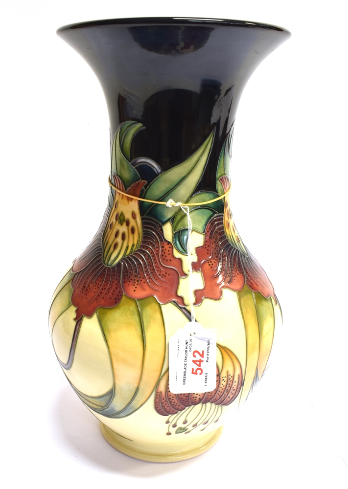 MOORCROFT POTTERY: A LARGE 'ANNA LILY' VASE impressed marks, painted initials and date '98 to - Image 2 of 2