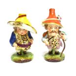TWO DERBY TYPE MANSION HOUSE DWARVES impressed and painted marks to base, 17cm high