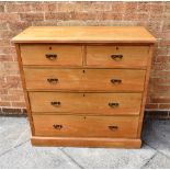 AN EDWARDIAN ASH CHEST OF TWO SHORT AND THREE LONG DRAWERS 101cm wide 42cm deep 101cm high