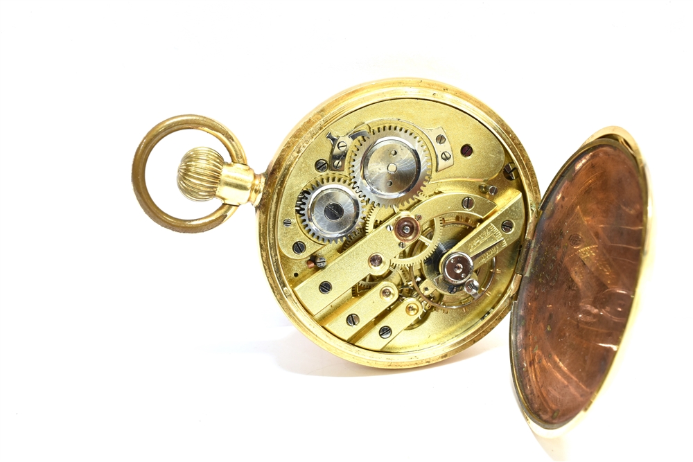 A 19TH CENTURY FRENCH 18K HUNTER CASED POCKET WATCH with a keyless bar lever movement, a white - Image 3 of 3