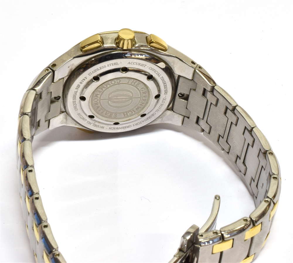 ACCURIST, GRAND COMPLICATIONS, A GENTLEMAN'S STAINLESS STEEL AND GILT QUARTZ BRACELET WATCH FROM ' - Image 5 of 7