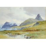 DOUGLAS SNOWDON (BRITISH, B.1919) 'Stack Polly, N. Scotland', watercolour, signed lower right,