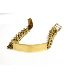 A MODERN 9CT GOLD TEXTURED-CURB LINK IDENTITY BRACELET on a ladder clasp, London 1978, approx.