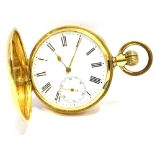 A 19TH CENTURY FRENCH 18K HUNTER CASED POCKET WATCH with a keyless bar lever movement, a white