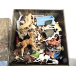 ASSORTED PLASTIC MODEL FARM ANIMALS and a quantity of other items.