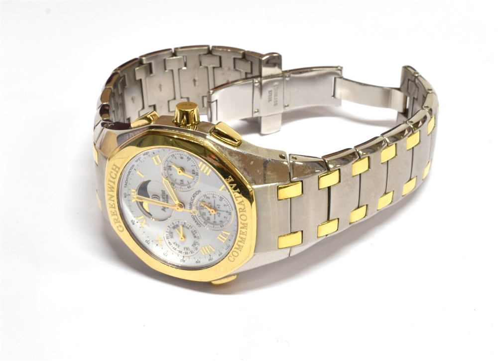 ACCURIST, GRAND COMPLICATIONS, A GENTLEMAN'S STAINLESS STEEL AND GILT QUARTZ BRACELET WATCH FROM ' - Image 3 of 7