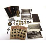 MILITARIA - A GREAT WAR COLLECTION comprising four H. Scott Orr zeppelin postcards; a German brass-