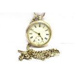 W H MASON, CLIFTON, A LATE VICTORIAN SILVER CASED OPEN FACE POCKET WATCH, CIRCA 1889; AND A CHAIN