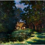 TOMAS SRAMEK (CZECH, MID 20TH CENTURY) A Woodland Cottage, oil on board, titled and dated 1946 to