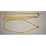 A CULTURED-PEARL SINGLE ROW NECKLACE AND TWO CULTURED-FRESHWATER PEARL NECKLACES the 95 light-
