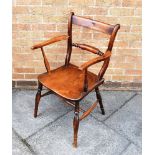 A BAR BACK WINDSOR ARMCHAIR on turned supports