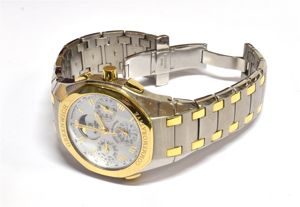 ACCURIST, GRAND COMPLICATIONS, A GENTLEMAN'S STAINLESS STEEL AND GILT QUARTZ BRACELET WATCH FROM ' - Image 4 of 7