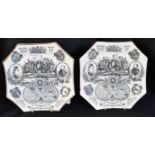 ROYAL COMMEMORATIVE WARES Two Queen Victoria 1887 Jubilee 'Balance of Payments' transfer printed