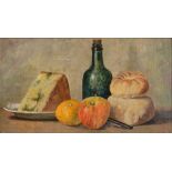 BRITISH SCHOOL (LATE 19TH / EARLY 20TH CENTURY) Still life with cheese, bread and apples, oil on