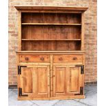 A PINE AND FRUITWOOD DRESSER the base with pair of drawers above cupboards, 151cm wide 195cm high