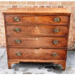 A MAHOGANY CHEST OF FOUR LONG GRADUATED DRAWERS on bracket feet, 94cm wide 46cm deep 90cm high