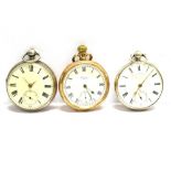 THREE POCKET WATCHES INCLUDING A VICTORIAN SILVER CASED OPEN FACE EXAMPLE, CIRCA 1847 the fusee