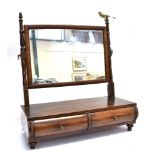 A VICTORIAN MAHOGANY TOILET MIRROR fitted with two drawers to base, 51cm wide