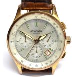 SEKONDA, A GENTLEMAN'S STAINLESS STEEL AND GILT 'CHRONOGRAPH' QUARTZ WRIST WATCH ref; 3847 BPT,