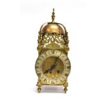 A 17TH CENTURY STYLE BRASS LANTERN CLOCK with 8-day movement, 31cm high