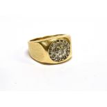 A MODERN DIAMOND CLUSTER SIGNET RING the nine graduated round brilliants approx. 0.90cts total,