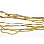 A MODERN ITALIAN THREE ROW S-LINK NECKLACE on a box clasp stamped '585', approx. 58.5cm long (23