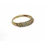 A MODERN 9CT GOLD AND TINY DIAMOND TWENTY-FIVE STONE HALF-ETERNITY RING post 2000 London