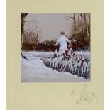 AFTER DANIEL CRANE Hound exercise in the snow, limited edition print, no. 124/250, with vignette,